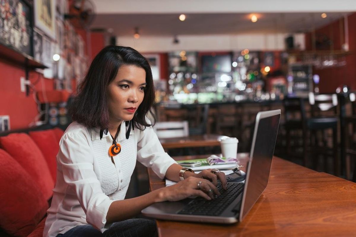 An entrepreneur at her business