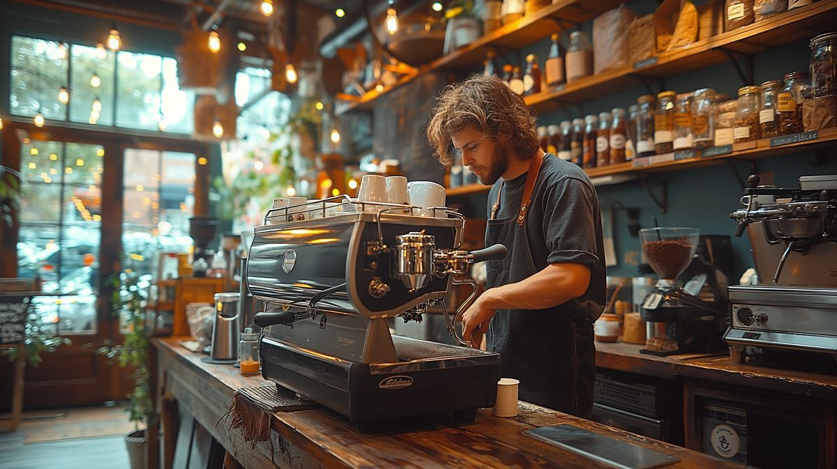 An expat small business owner running a coffee shop