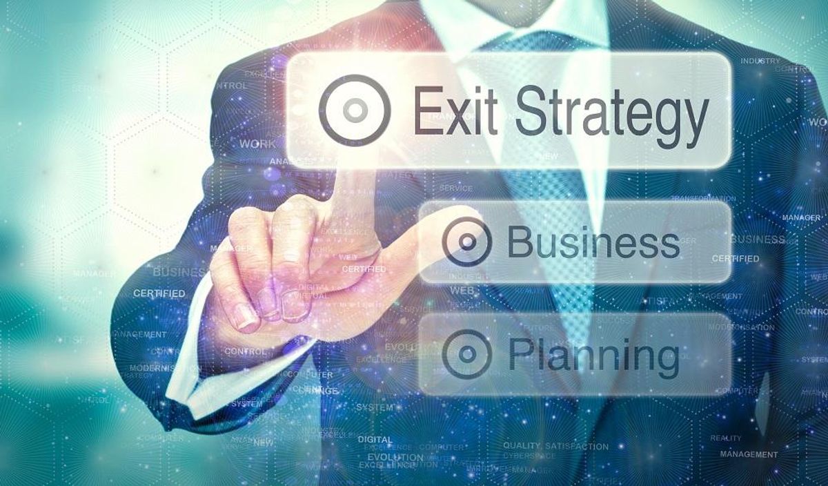 Businessman with an exit strategy