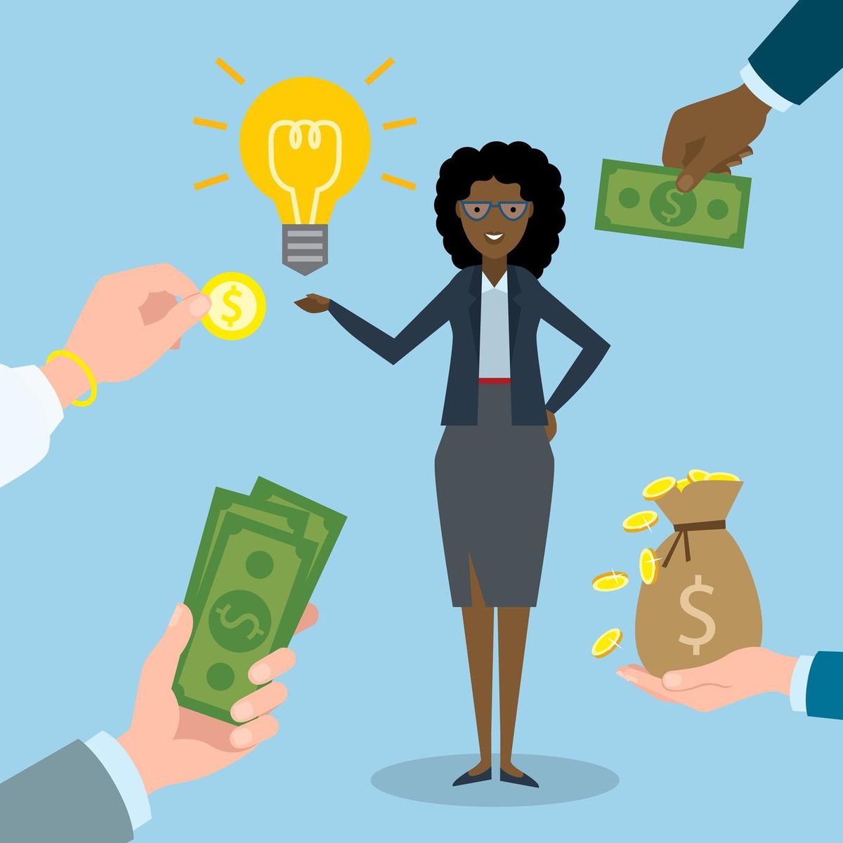 Businesswoman gets money for idea