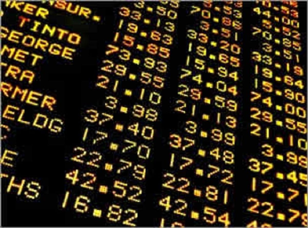 Electronic sign displaying stock prices