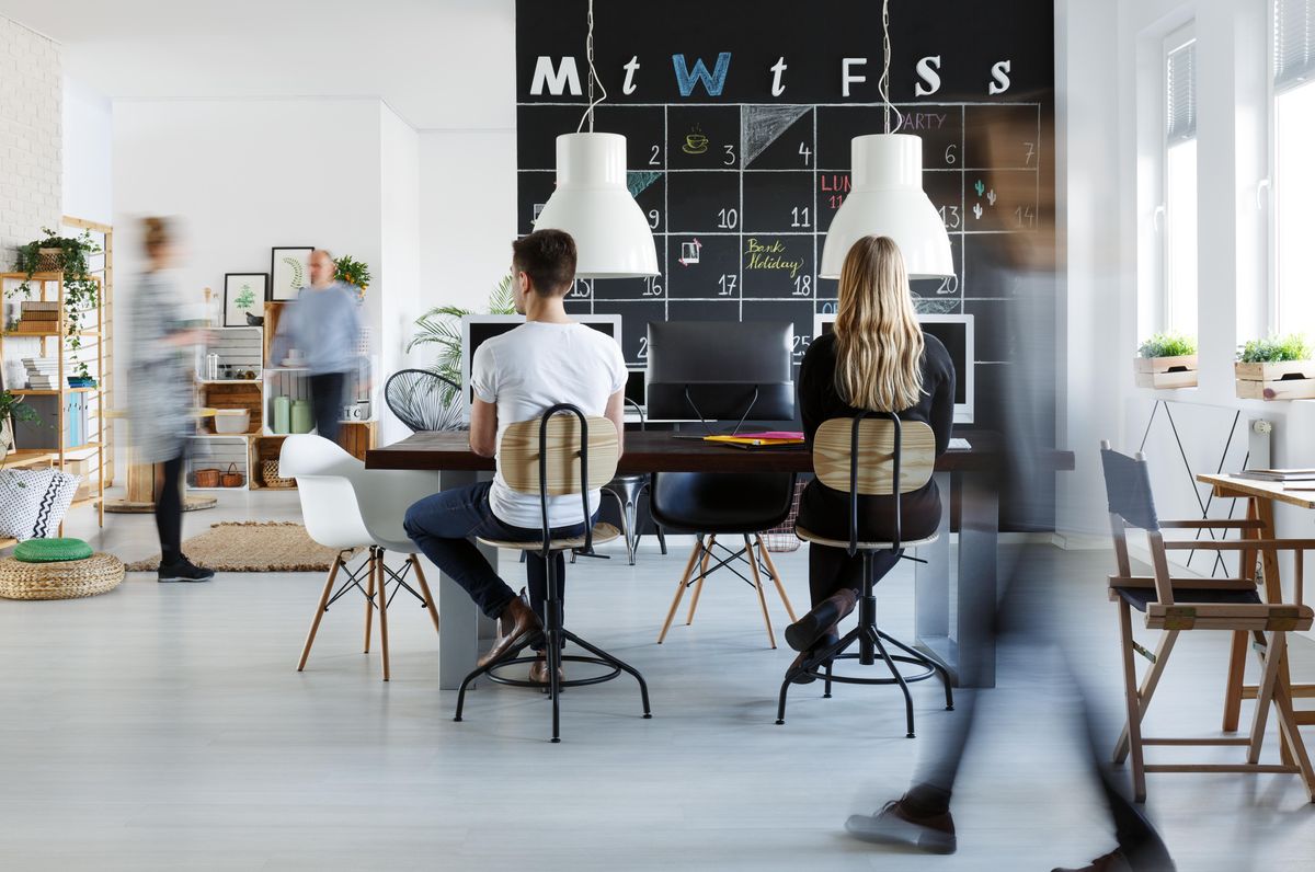 Entrepreneurs using a co-working space