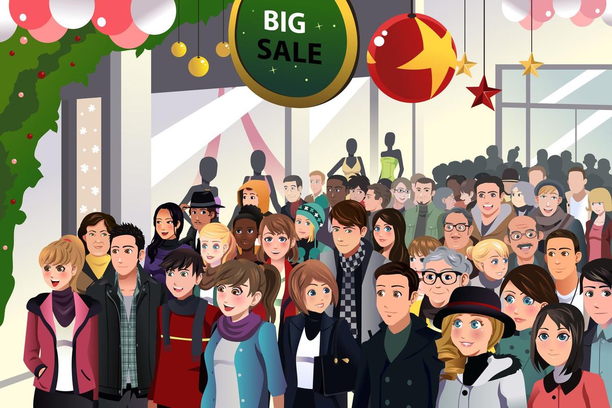 Holiday shopping sale scene