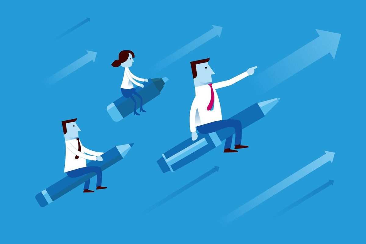 Illustration of business leading role