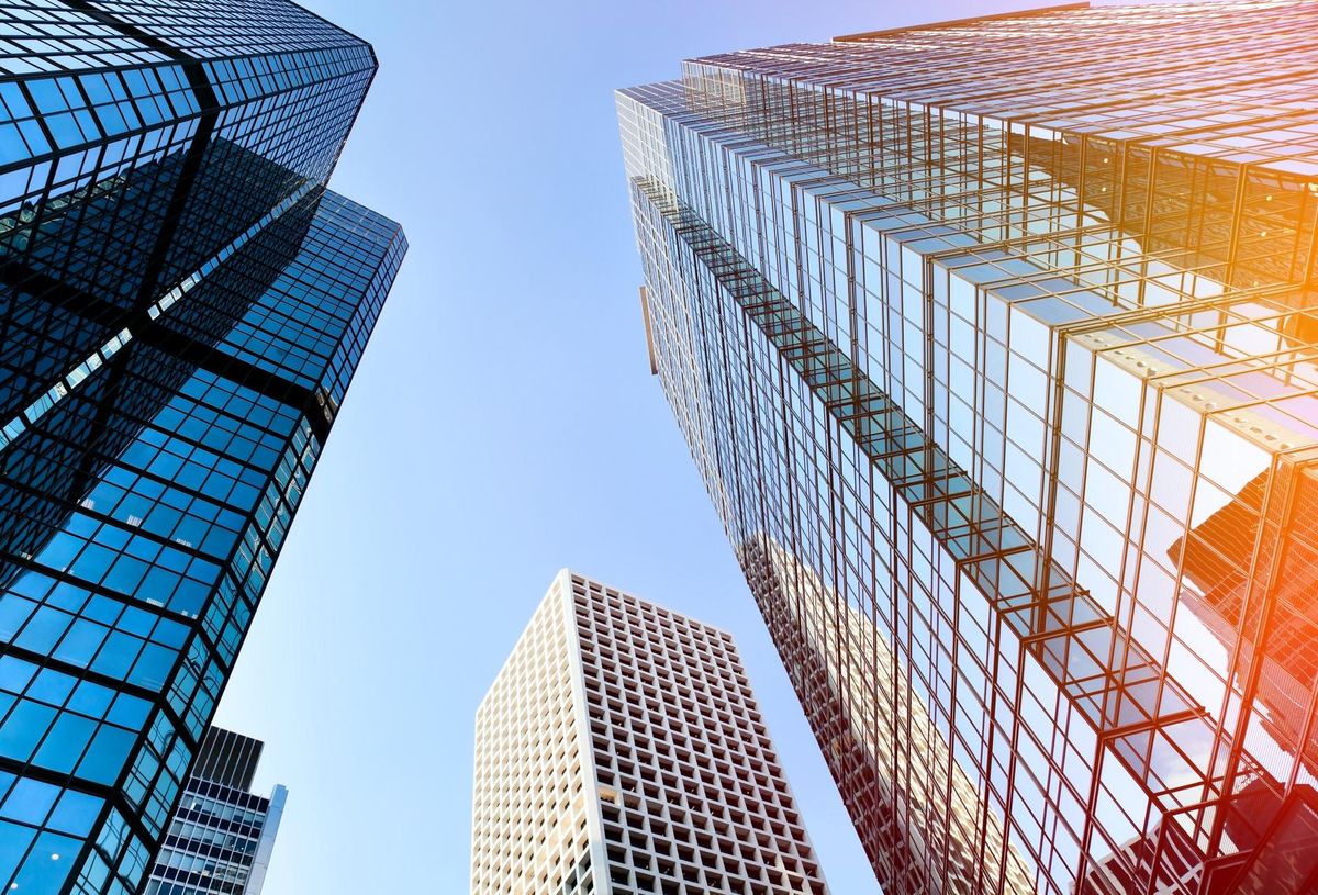 Office building on blue sky