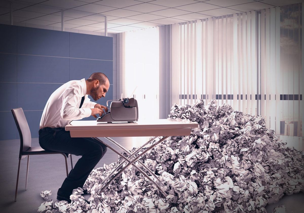 Small Business owner writing blog article