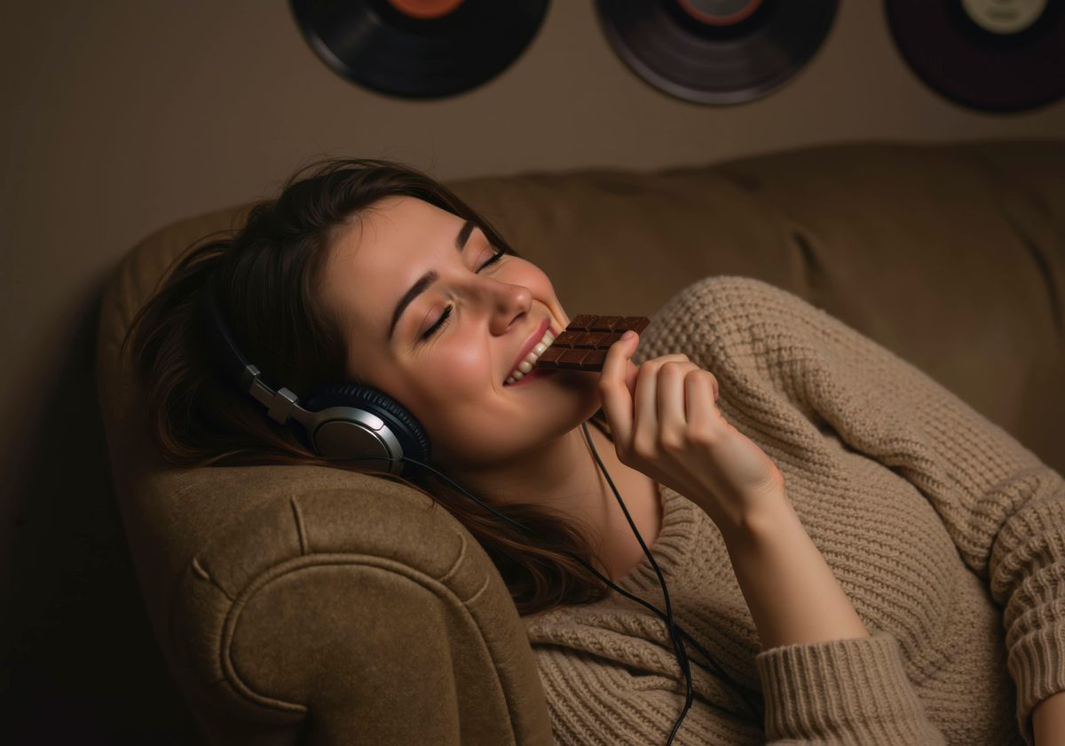 Woman eating chocolate