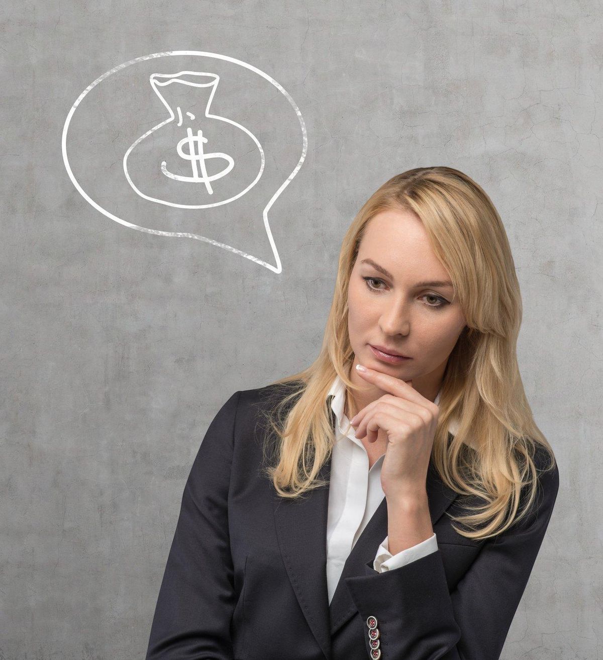 woman thinking about money